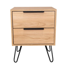 Mesa de Noche Ali, Fresno Europeo y Wengue, con Dos Cajoneras X2