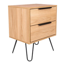 Mesa de Noche Ali, Fresno Europeo y Wengue, con Dos Cajoneras ZF