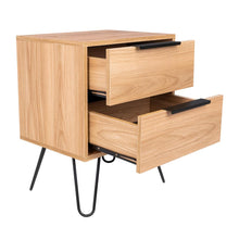 Mesa de Noche Ali, Fresno Europeo y Wengue, con Dos Cajoneras X2