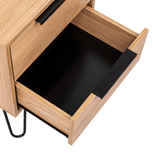 Mesa de Noche Ali, Fresno Europeo y Wengue, con Dos Cajoneras X2