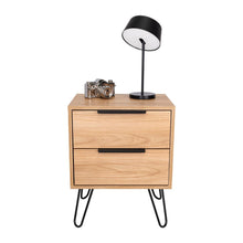 Mesa de Noche Ali, Fresno Europeo y Wengue, con Dos Cajoneras ZF