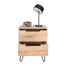 Mesa de Noche Ali 2, Café Claro, con Dos Cajoneras ZF