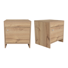 Mesa de Noche Tutto, Café Claro, con Cajón Para Guardar Objetos Ideal Para Espacios Reducidos X2