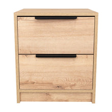 Mesa de Noche Wesley, Café Claro y Blanco, con Dos Cajones