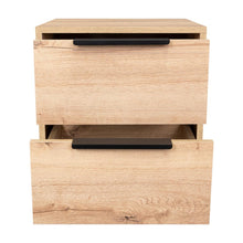 Mesa de Noche Wesley, Café Claro y Blanco, con Dos Cajones