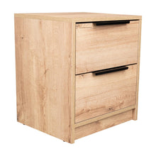 Mesa de Noche Wesley, Café Claro y Blanco, con Dos Cajones