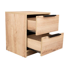 Mesa de Noche Wesley, Café Claro y Blanco, con Dos Cajones