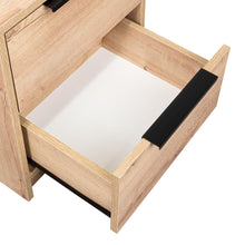 Mesa de Noche Wesley, Café Claro y Blanco, con Dos Cajones