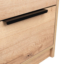 Mesa de Noche Wesley, Café Claro y Blanco, con Dos Cajones