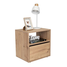 Mesa de Noche Felix, Café Claro, con Una Puerta Abatible