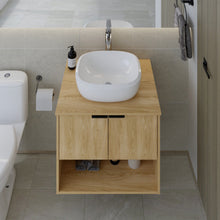 Combo Lavamanos Castel II, Fresno Europeo, Incluye Lavamanos en porcelana Sanitaria y Grifería Alta Titanio