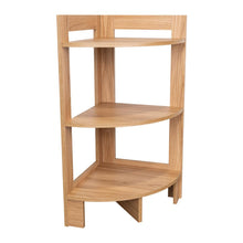 Mesa Auxiliar Esquinera Athos, Fresno Europeo, con tres entrepaños para decorar