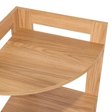 Mesa Auxiliar Esquinera Athos, Fresno Europeo, con tres entrepaños para decorar