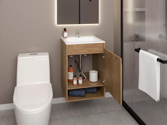 Mueble para Lavamanos Nissi, Fresno Europeo, Incluye Lavamanos Praia 45x45 ZF