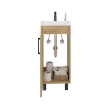 Mueble Lavamanos a Piso Oxford, Fresno Europeo y Plomo, Incluye Lavamanos 40cm ZF