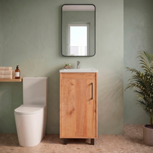 Mueble Lavamanos a Piso Oxford, Fresno Europeo y Plomo, Incluye Lavamanos 40cm ZF