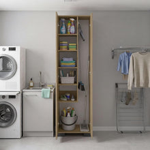 Mueble de Aseo Blake, Kronos Fresno, Incluye Colgador para Escobas y Variedad de Entrepaños ZF