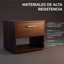 Mesa de Noche Apina, Nogal Europeo, con un cajon de manija ZF