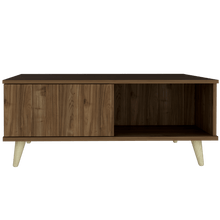 Mesa de Centro Nashira 95, Castaño, con Una Puerta y Patas de Madera