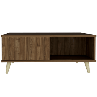 Mesa de Centro Nashira 95, Castaño, con Una Puerta y Patas de Madera