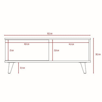 Mesa de Centro Nashira 95, Castaño, con Una Puerta y Patas de Madera