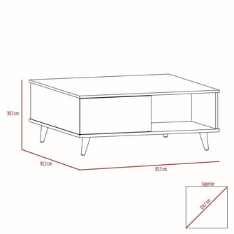 Mesa de Centro Nashira 95, Castaño, con Una Puerta y Patas de Madera