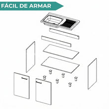 Gabinete Inferior Cantabria, Gris, con Dos Puertas Batientes, con Mesón Derecho ZF