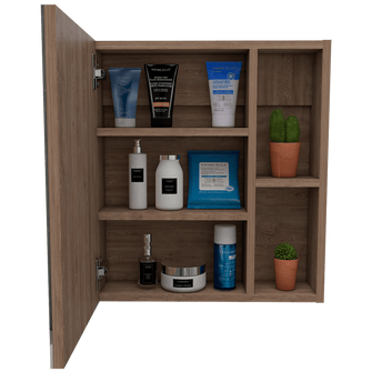 Gabinete de Baño Labell, Miel, con Puerta Espejo y Entrepaños