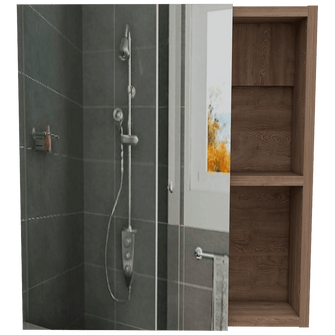 Gabinete de Baño Labell, Miel, con Puerta Espejo y Entrepaños