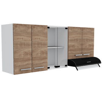 Gabinete Superior Eris, Miel y Blanco, con Amplio Espacio para ubicar Articulos de Cocina