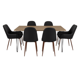 Combo Comedor Bomira, Miel, Wengue y Café Claro, Incluye Comedor y 6 Sillas