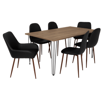 Combo Comedor Bomira, Miel, Wengue y Café Claro, Incluye Comedor y 6 Sillas