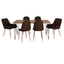 Combo Comedor Bomira, Miel, Chocolate y Café Claro, Incluye Comedor y 6 Sillas