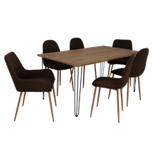 Combo Comedor Bomira, Miel, Chocolate y Café Claro, Incluye Comedor y 6 Sillas