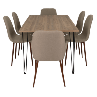 Combo Comedor Bomira, Miel, Café Claro y Chocolate, Incluye Comedor y 6 Sillas