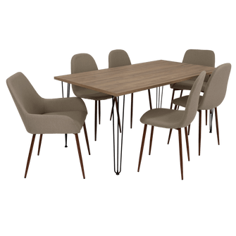 Combo Comedor Bomira, Miel, Café Claro y Chocolate, Incluye Comedor y 6 Sillas