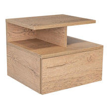 Mesa de Noche Flotante Nube, Macadamia, con un Cajón y División de Dos Entrepaños