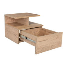 Mesa de Noche Flotante Nube, Macadamia, con un Cajón y División de Dos Entrepaños
