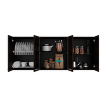Gabinete Superior Vega, Kronos Nogal, con Cuatro Puertas Batientes y Dos Puertas en Vidrio ZF