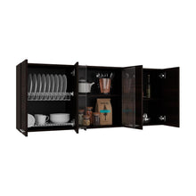 Gabinete Superior Vega, Kronos Nogal, con Cuatro Puertas Batientes y Dos Puertas en Vidrio ZF