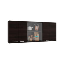 Gabinete Superior Vega, Kronos Nogal, con Cuatro Puertas Batientes y Dos Puertas en Vidrio ZF