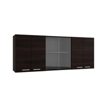 Gabinete Superior Vega, Kronos Nogal, con Cuatro Puertas Batientes y Dos Puertas en Vidrio ZF