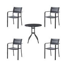 Combo Comedor Exterior Itaca, Negro, con Dos Sillas Ideal Para Espacios Reducidos