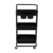 Mueble Auxiliar Multiusos Rolling, Negro, con Tres niveles y Rodachines Para Su Fácil Desplazamiento
