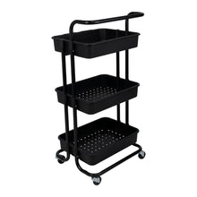 Mueble Auxiliar Multiusos Rolling, Negro, con Tres niveles y Rodachines Para Su Fácil Desplazamiento