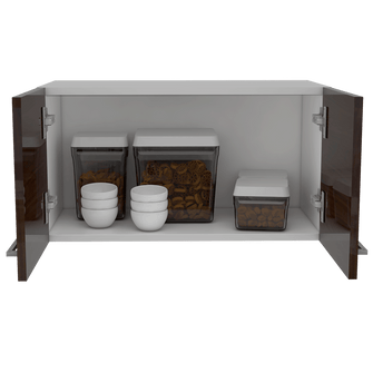 Mueble Sobre Campana Nahú, Blanco y Castaño, Ideal Para Espacios Reducidos