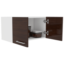 Mueble Sobre Campana Nahú, Blanco y Castaño, Ideal Para Espacios Reducidos