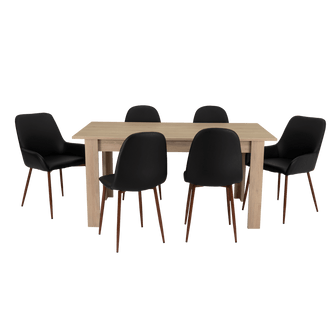 Combo Comedor Limea, Beige, Wengue y Café Claro, Incluye Comedor y 6 Sillas