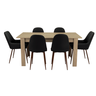 Combo Comedor Limea, Beige, Wengue y Café Claro, Incluye Comedor y 6 Sillas