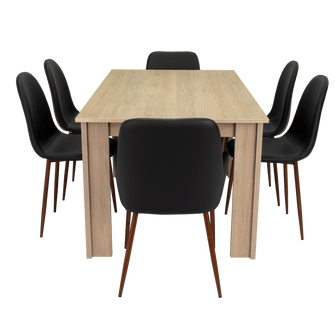 Combo Comedor Limea, Beige, Wengue y Café Claro, Incluye Comedor y 6 Sillas